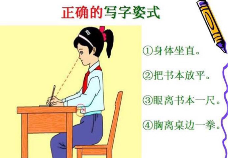 正确的写字姿势